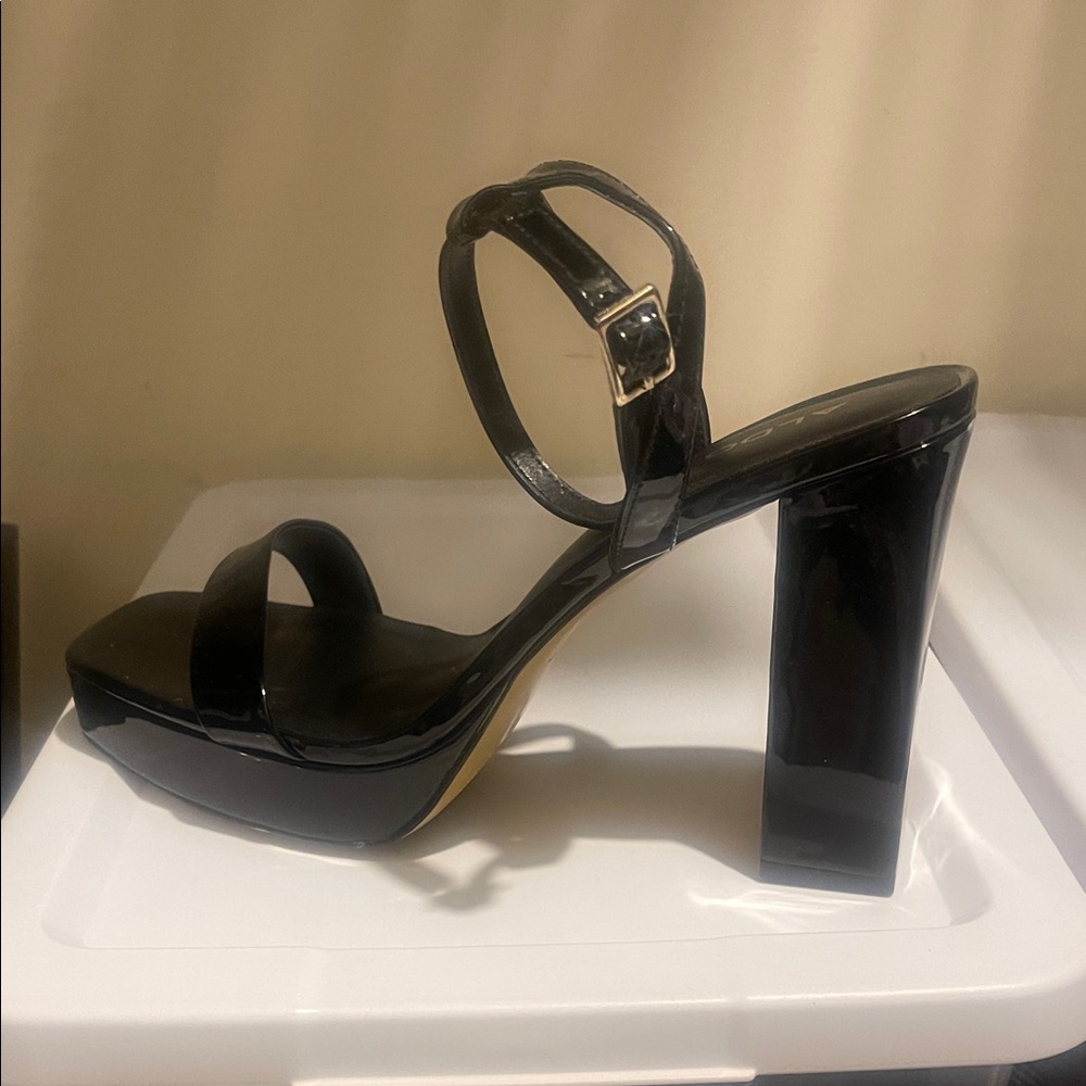 Aldo Glossy Black Platform Heels